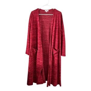 Lularoe Sarah Red Open Front Duster‎ Cardigan